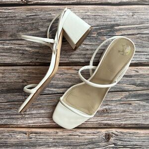 Marc Fisher White Black Heel Sandals Size 8